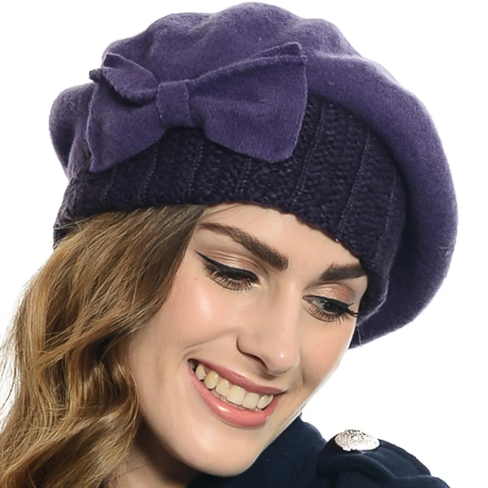 Women 100% Wool Berets French Beret Knit Beanie Skullcap Winter Dress