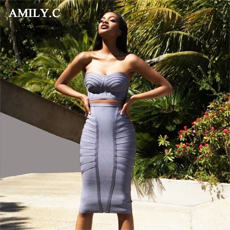 2016-Autumn-WIinter-dress-2-two-pieces-sexy-women-gray-black-strapless-fashion-ladies-evening-party