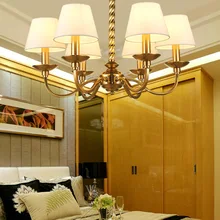 

Gold copper color Arms Modern Simplicity Chandelier Simple Fabric Bedroom Lamp Traditional Style Chandelier For Living Room