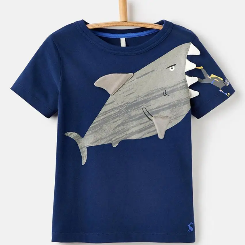 Little maven/ г.; летняя одежда для маленьких мальчиков; футболка с короткими рукавами с изображением акулы; хлопковые брендовые футболки; 51075