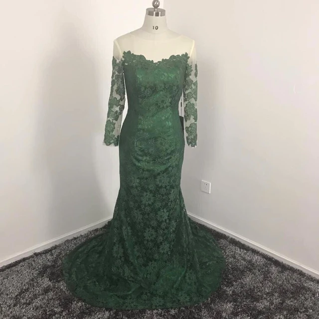 Aliexpress Katristsis D 2018 Dark Green Mermaid Lace Katristsis D 2018 Dark Green Mermaid Lace Bridesmaid Dresses Custom Made Vestidod E Festa Long Sleeves