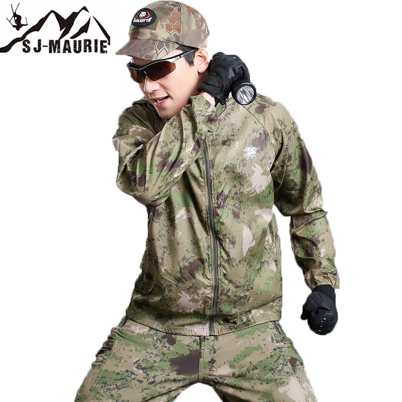 

Quick-Dry Camouflage Tactical Jacket Army Hiking Hunting Jacket Skin Cloth Anti-UV Camping Hooded Coat