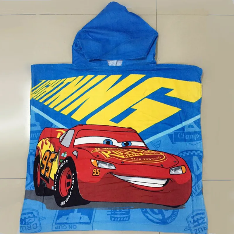 Disney Cartoon McQueen Car Hooded Bath Towel for Beach Pool Swim Shower Boys Girls Children Soft Absortbent Cotton Poncho Towel