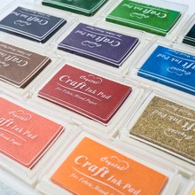 1pc 15 couleurs encre Pad planificateur d'huile Scrapbooking Silicone timbre bricolage journal carte de voeux bois papier artisanat cadeau fournitures scolaires(China)