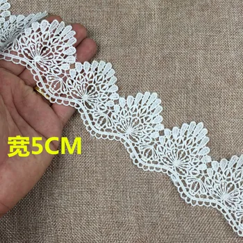 

15Yards White Embroidered Lace Trim Appliques Hollow Cord Lace Fabric Wave Sewing Pizzo Dentelle Blanche African Lace Ribbon