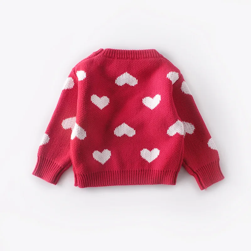 Осенне-зимний вязаный свитер пуловер с круглым вырезом и надписью «love» хлопковая трикотажная одежда для маленьких девочек свитер для новорожденных