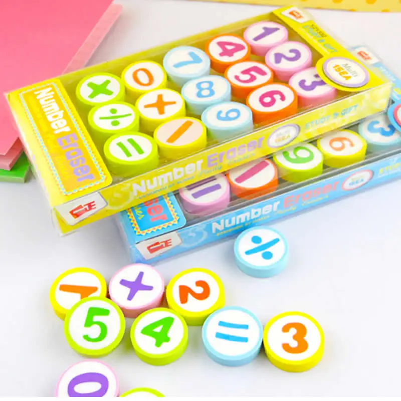 15 шт. креативный милый резиновый цветной ластик с расчетными знаками канцелярские принадлежности для студентов детский подарок обучающая игра