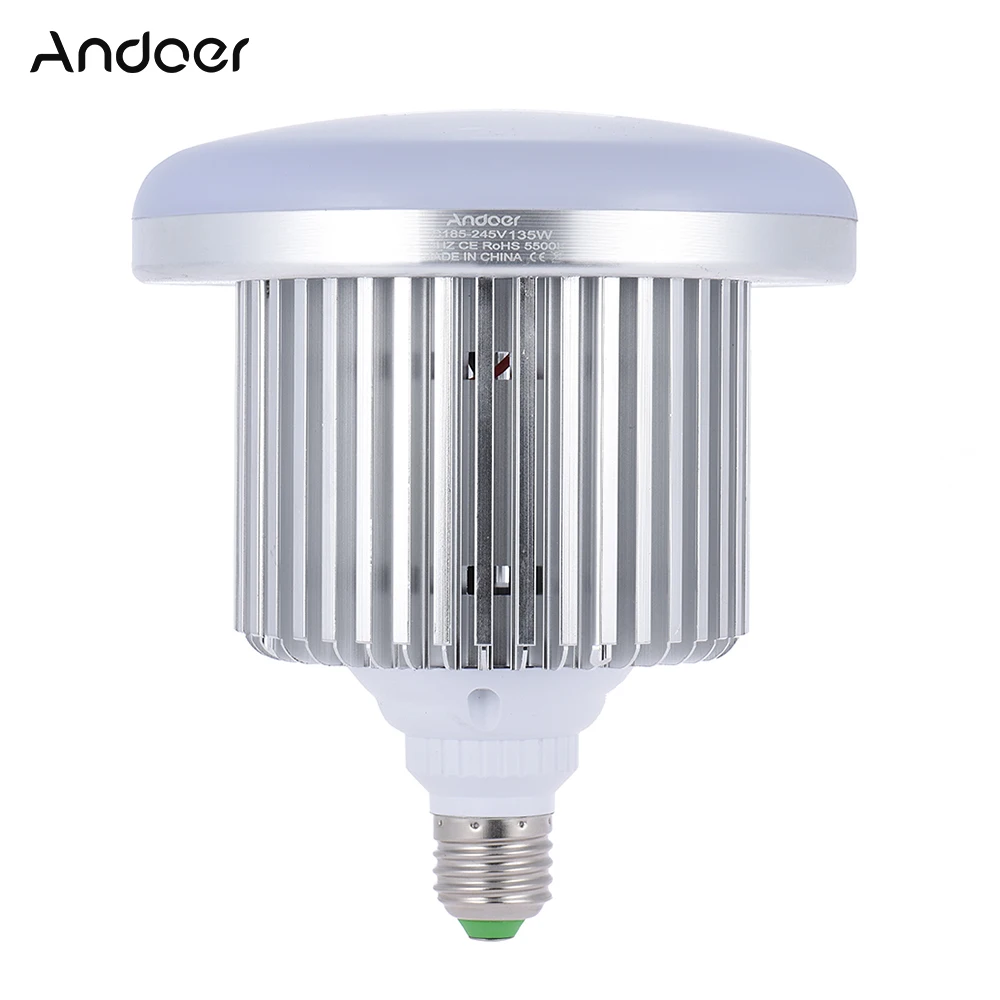 Andoer 135 Вт Светодиодная лампа 132 бусины 5500K E27 фотографическое освещение для