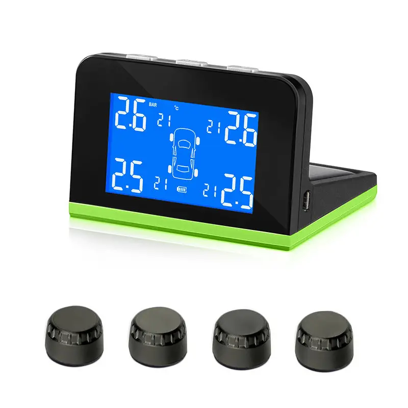 Auto Car font b TPMS b font Tire Pressure Monitoring System 4 External Sensors Solar Power