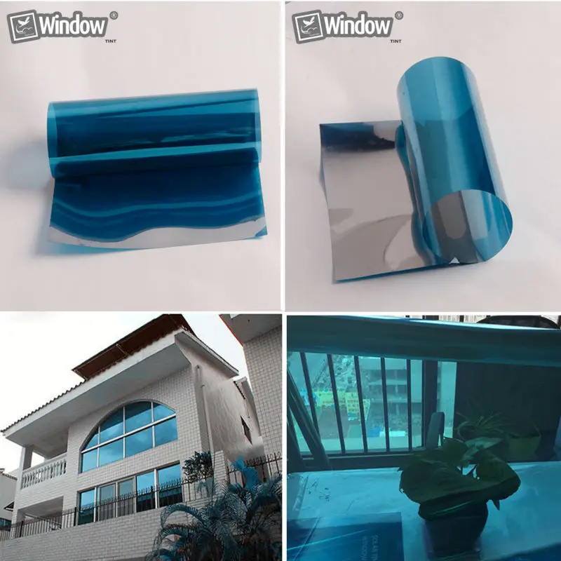 

SUNICE Silver&Blue Window Tint Vinyl Film Reflective Mirrored Solar Tint Film Privacy Protection 90cm x 1000cm Window Stciker