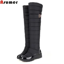 ASUMER Plus size New keep warm winter snow boots for women shoes patent leather fashion thick