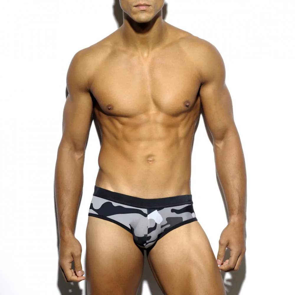 Полосатый Сексуальный купальник,, плавки, мужские боксеры, пляжные плавки, удобные гладкие плавки - Цвет: grey