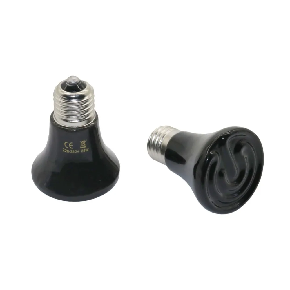 

1 Pcs Pet Heating Light E27 25W 50W 75W 100W Mini Infrared Ceramic Emitter Heat Bulb Black For Reptile Pet Brooder Lamp