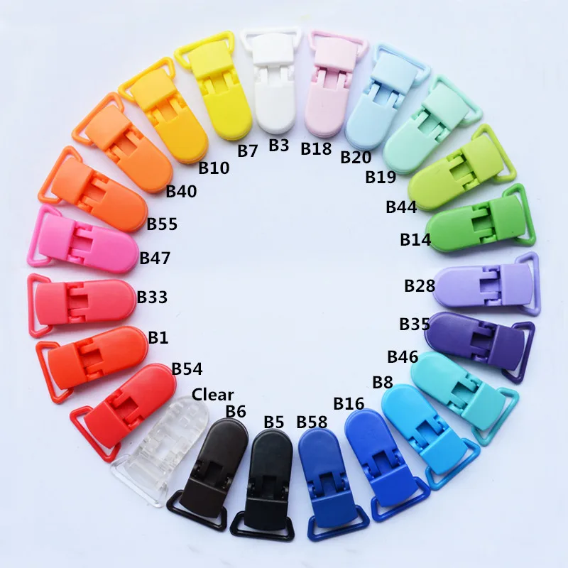 

560 KAM Plastic Pacifier Holder Clips 7/8" Candy Colors KAM Suspender Clips DIY 20MM bib clips