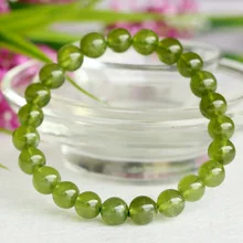 Натуральный оливковый зеленый Idocrase стрейч отделка браслет с круглыми бусинами 7-8 мм 04028