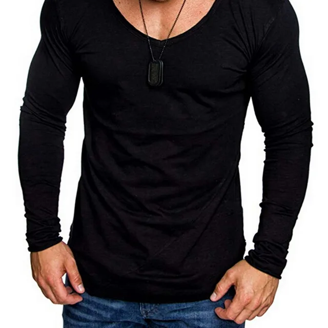 CALOFE Large Size 4XL T Shirt Men Autumn Fashion Long Sleeve O neck ...