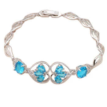 

Light blue Zirconia white Gold tone Charm watch Bracelets Health Nickel & Lead free women fashion jewelry TB557A