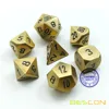 Bescon Brass Solid Metal Polyhedral D&D Dice Set of 7 Copper Metal RPG Role Playing Game Dice 7pcs Set 1