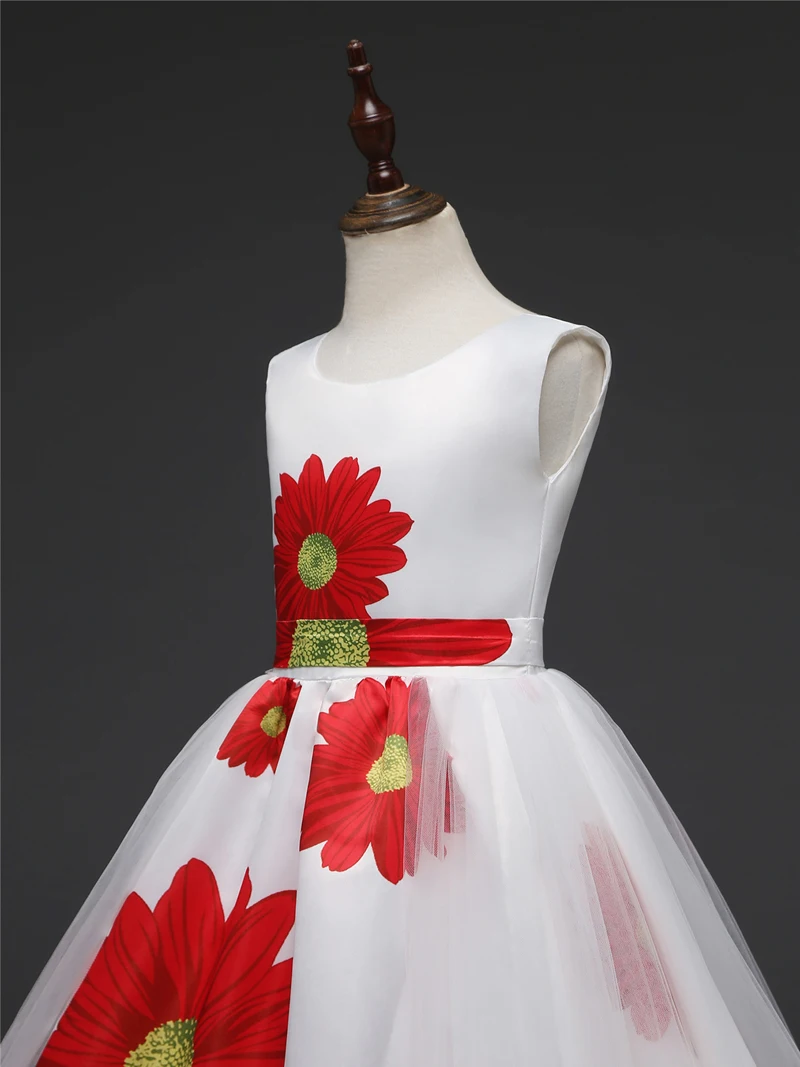 U-SWEAR 2019 Новое поступление детские для девочек в цветочек платья с принтом в виде подсолнухов пояса мягкая сетка для девочек в цветочек