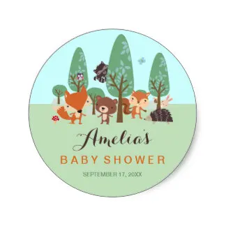 

3.8cm Sweet Woodland Friends Baby Shower Stickers