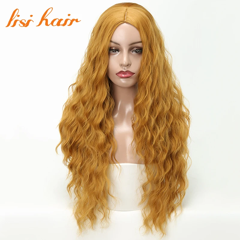 Лиси волосы 26 дюймов длинные Кудрявые Волнистые парики для черных женщин блонд красные черные Искусственные парики афро-американская прическа