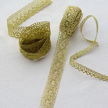 

High Quality Latest Gold Lace Fabric Applique Lace Ribbon Trim Guipure Fabric Laces Sewing Trimmings For Clothing dentelle L-19