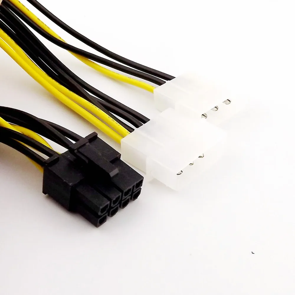 

10x Dual 4 Pin Molex IDE to 8 Pin PCI Express PCI-E Video Card Power Adapter Connector Y Splitter Cable Cord 15cm