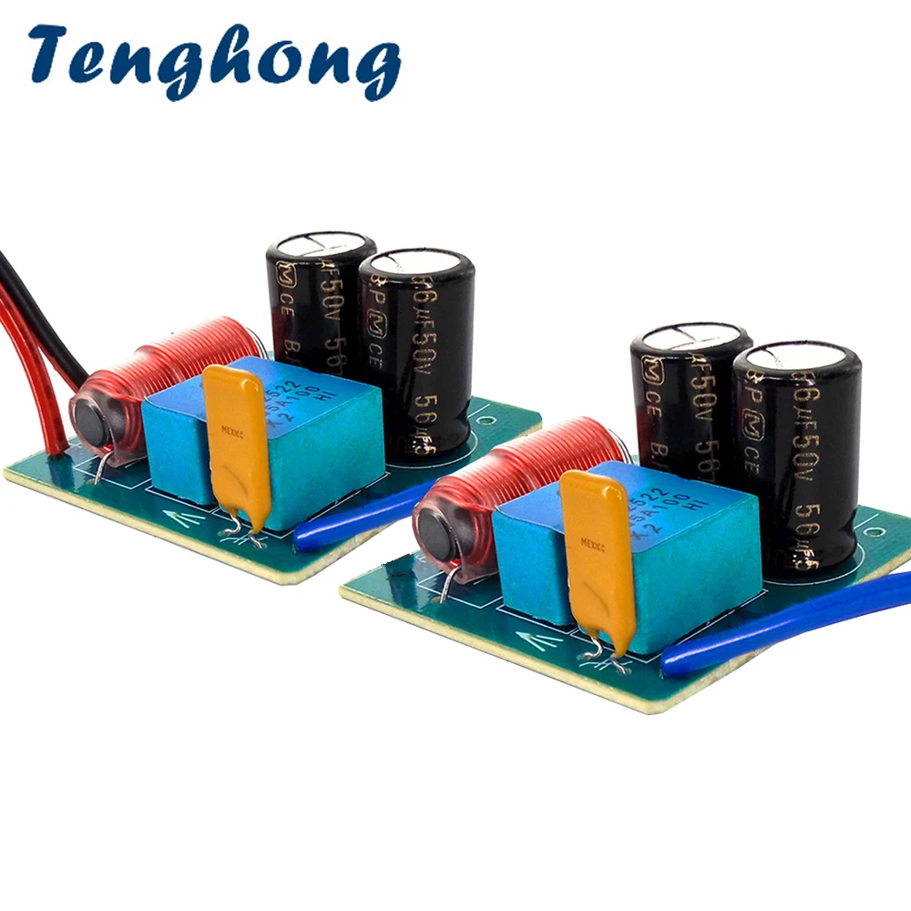 

Tenghong 2pcs 2 Way Speaker Crossover 60W Bass Tweeter Frequency Divider For 2-4 Inch Bookshelf Treble Speaker Filter DIY