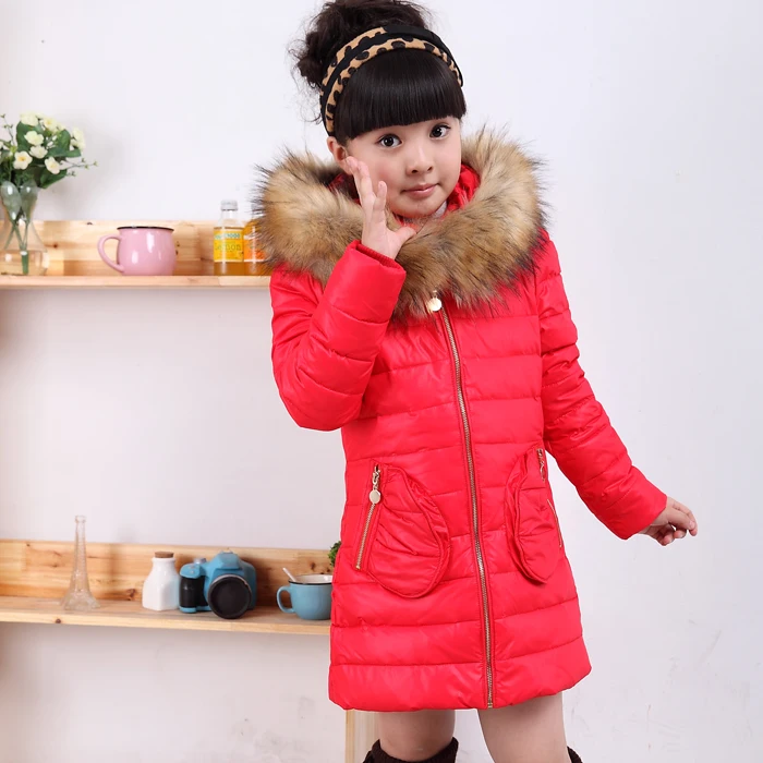 Купить новый зима девушки большой меховой воротник пуховик детский ...