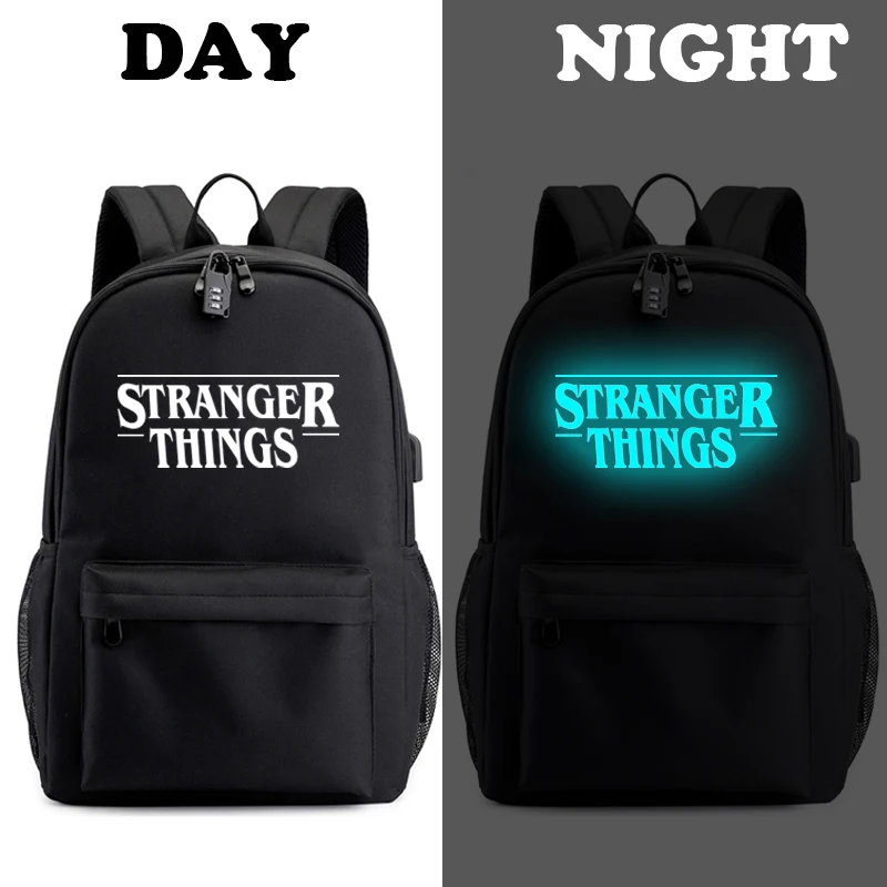 BPZMD Luminous Bag Multifunction USB Charging Stranger Things Travel Canvas Student Backpack For Teenagers Boys Girls School Bag