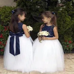 Милое голубое платье из тюля для девочек, Пышное Платье с большим бантом для девочек, платья для первого причастия