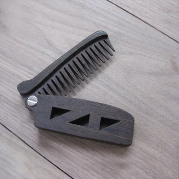 

ZGTGLAD 1pc Wooden Folding Beard Comb Pocket Size Moustache and Hair Combs Anti-static Comb for Men & Women Hair Care Tools