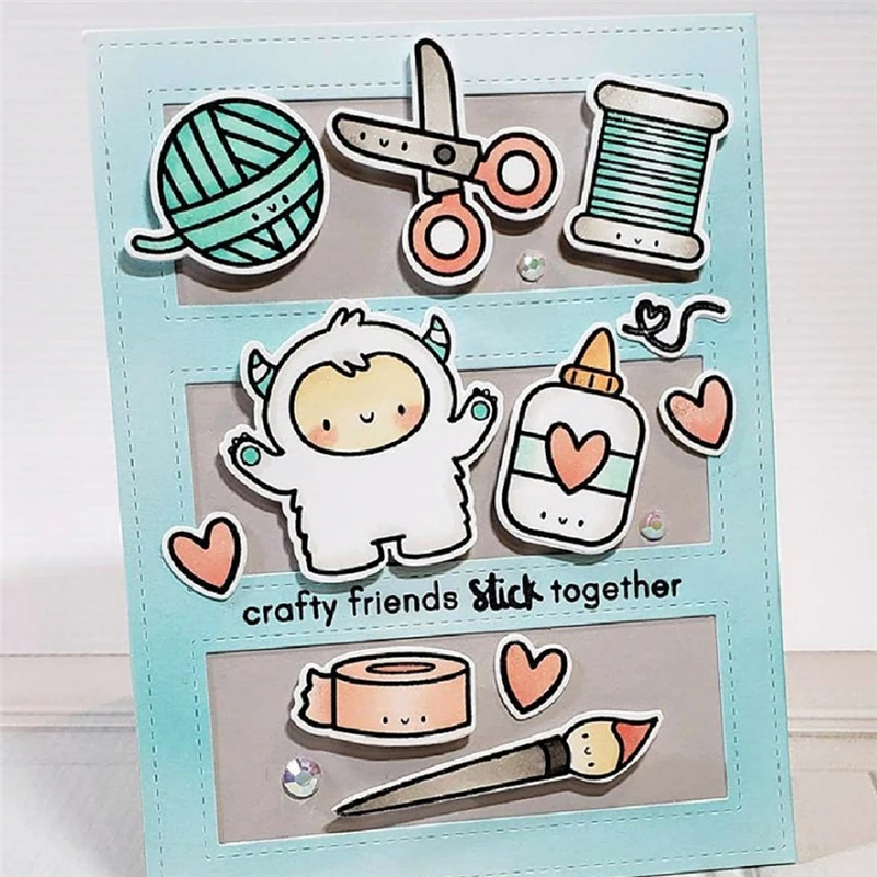 

Naifumodo 13pcs Metal Cutting Dies and Stamps Scrapbooking for Card Making DIY Embossing Cuts New Craft Yeti Animal Dies 2019