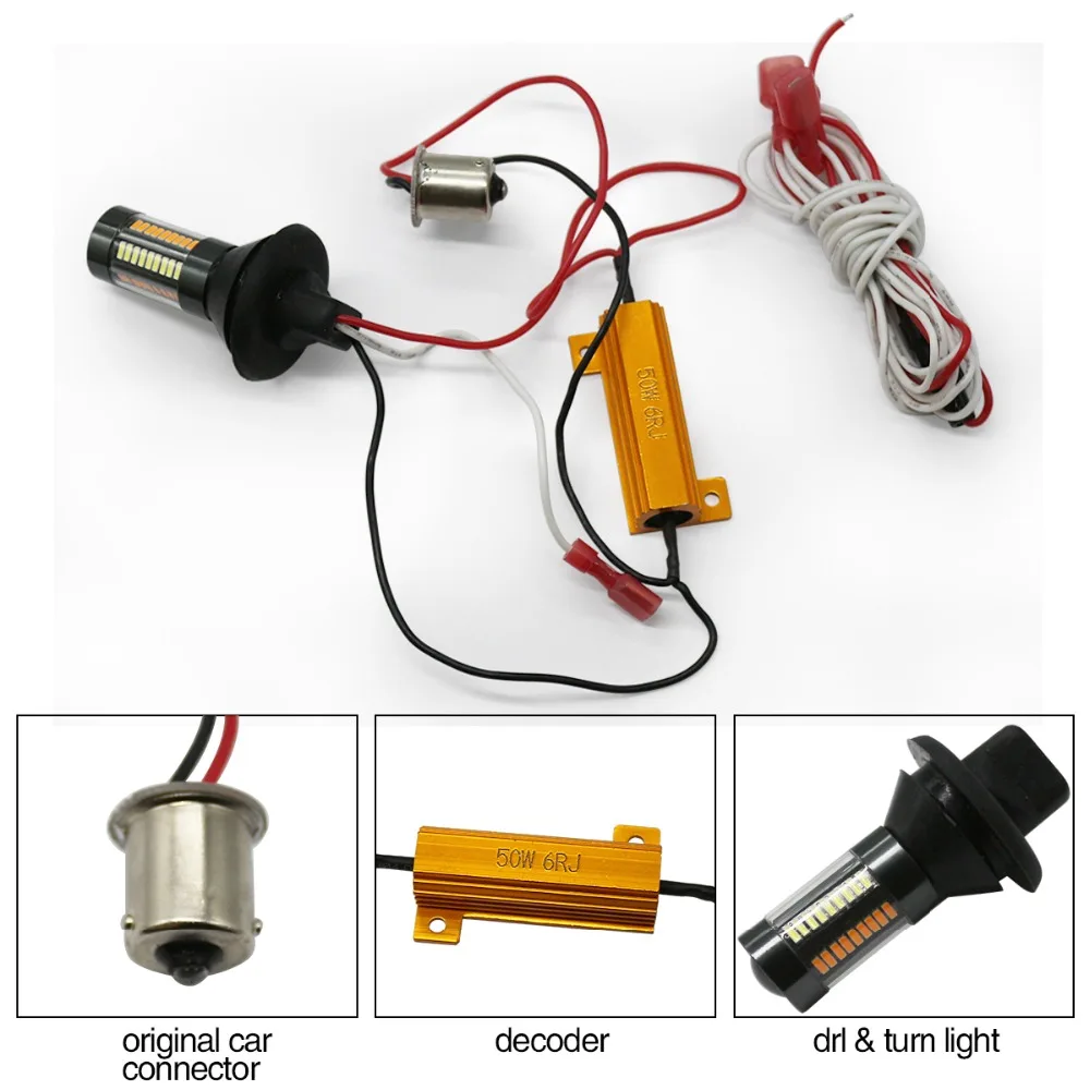 Online Moderno coche T20 7440 66SMD DRL Luz de funcionamiento blanco S25 1156 BA15S BAU15S bombillas 12V Luz de señal de giro ámbar con Canbus 66W