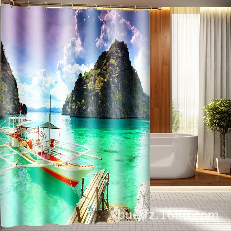 3D печатных guilin Живописные Занавески для душа водонепроницаемые шторы для ванной уникальные занавески для душа s