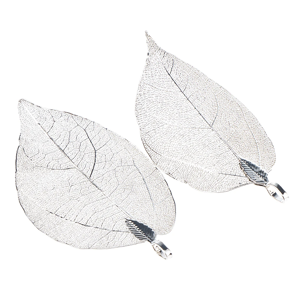 2 Pieces Electroplated Copper Natural Filigree Leaf Charms DIY Pendant Crafts for Necklace Earring Dangle Jewelry