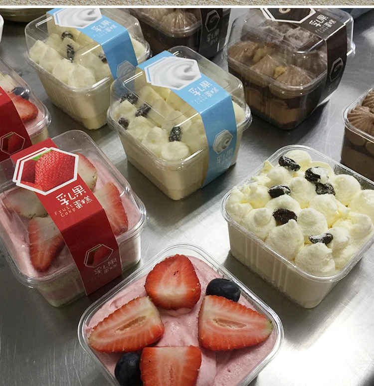 50pcs clear PET Blister Cake boxes , Pudding Ice Cream mousse storage