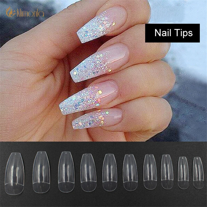 

500Pcs/bag Fake Nails Transparent Ballerina Acrylic False Nail Manicure Tool French Nail Art Tip For Beauty Salon Free to design