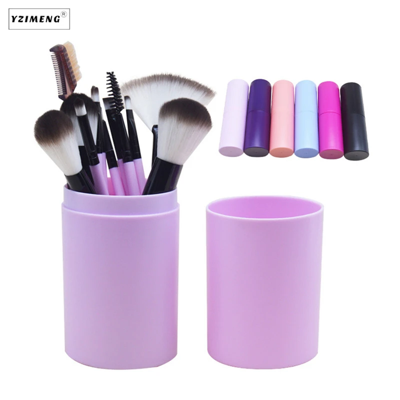 

12Pcs/Set Professional Makeup Brush Kit with Case Cosmetics Beauty Tools Makeup Brush Sets Cylinder Kit Eyebrow Eyeshadow Brush
