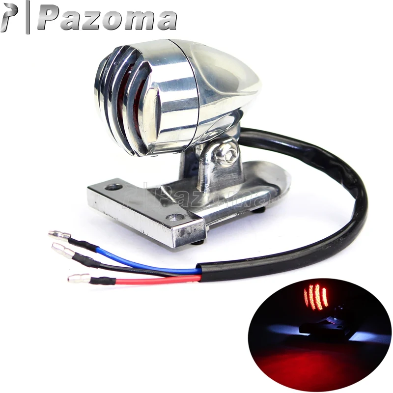

PAZOMA Polish Motorcycle License Plate LED Taillamp Tail Light Brake Stop Light Bobber Cafe Racer Chopper