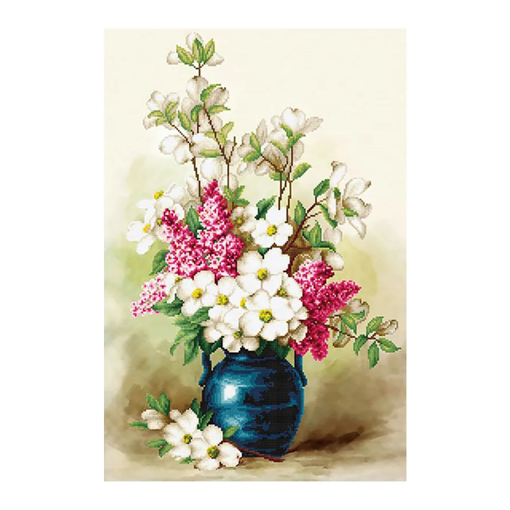 

floral vase Diamond Painting Full Round White Pink New DIY Sticking Drill Cross Embroidery 5D simple Home Decoration