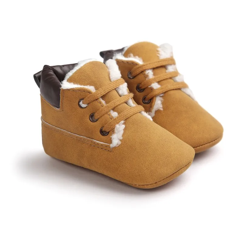 Обувь для маленьких мальчиков; зимняя теплая обувь для новорожденных; очень теплая обувь; классические Нескользящие ботинки с мягкой подошвой - Цвет: Хаки