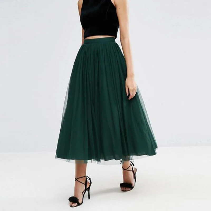saia de tule verde escuro
