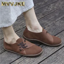 MVVJKE Для женщин обувь ручной работы без шнуровки; балетки на плоской подошве из натуральной кожи; женская обувь на плоской подошве женская обувь плоские, для пальцев на ногах в стиле «Мэри Джейн» Туфли без каблуков женская обувь