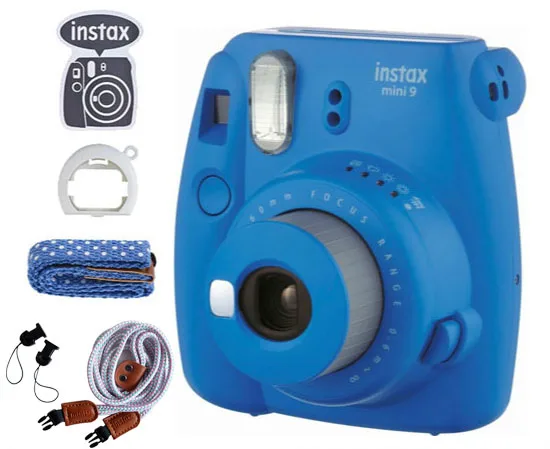 Fuji Fujifilm Instax Mini 9 мгновенная камера для печати пленки Polaroid Обычная камера для фотосъемки с плечевым ремнем - Цвет: Cobalt Blue