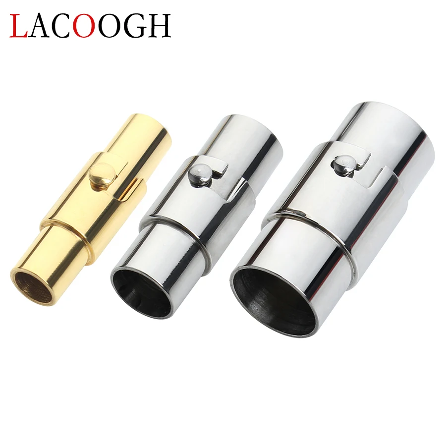 

Lacoogh Stainless Steel Gold Silver Tone Strong Magnetic Clasps Fit Round Leather Cord Bracelets Making End Caps Jewelry Finding