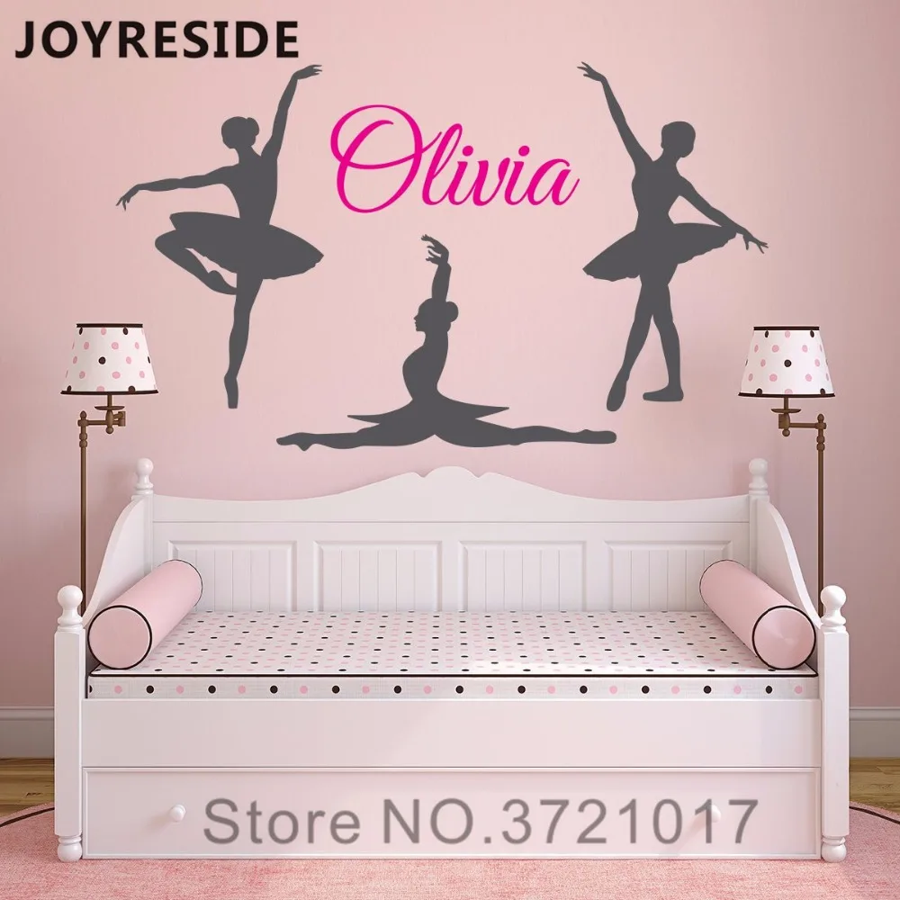 Персонализированные наклейки на стену с изображением танцующих балеток для