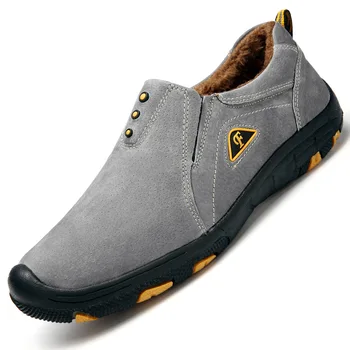 

NEW Outdoor Hiking shoes sports leisure men big yards antiskid breathable sneakers plus wool keep warm Genuine leather 15color