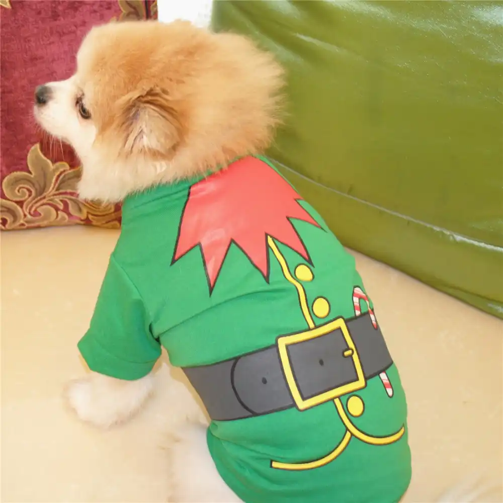 工場直接犬服の綿の Tシャツ犬のコートパーカークリスマスクリスマスエルフペット服グリーン Dog Shirts Aliexpress
