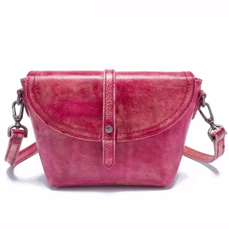 

Vintage Designer Genuine Leather Women Small Cross Shoulder Bag Natural Cowskin Girls Mini Hobos Bag Ladies One Shoulder Bag